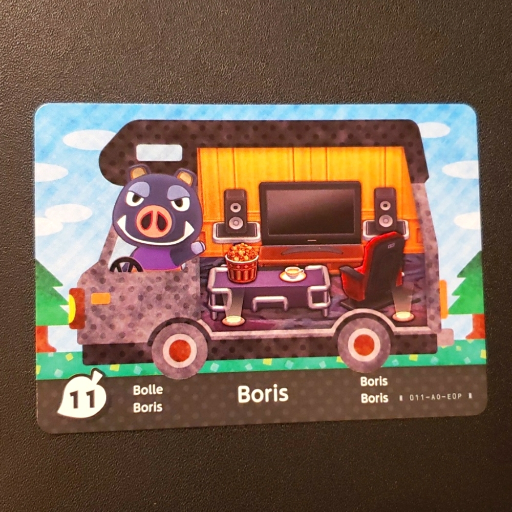 Boris 11 animal crossing welcome amiibo RV card Nintendo switch
